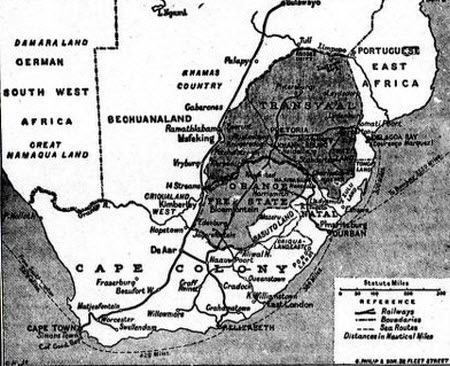 Map of the Boer Republics and South Africa